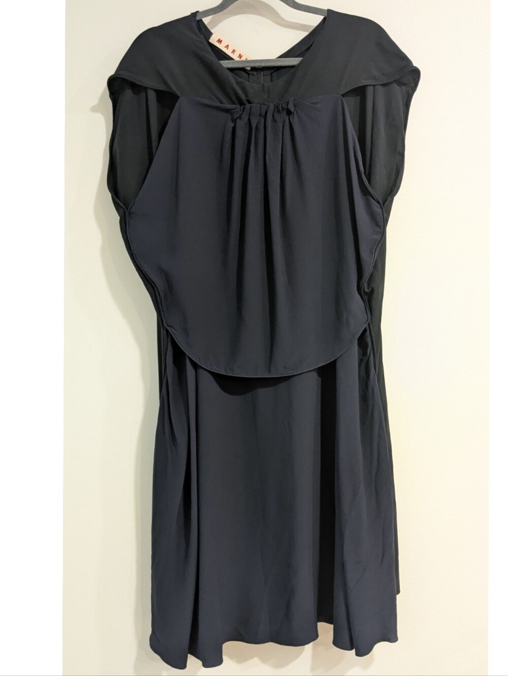 Marni Silk Colorblocked Draped Sleeveless Dress
